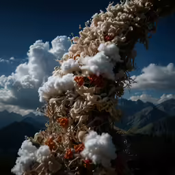 a cloud is seen above mountains on a clear day