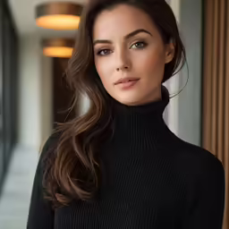 a woman is posing for a photo in black