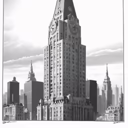 a large clock tower sitting next to tall buildings