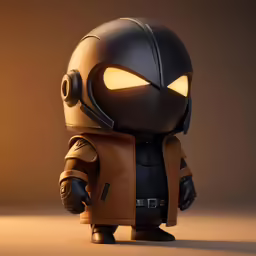 a little toy is shown standing with its glowing eyes