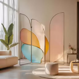 a vase sitting on top of a table next to a mirror