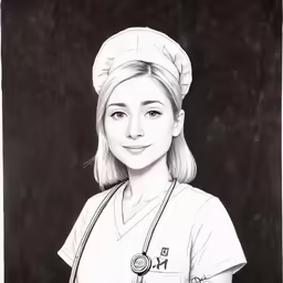 a drawing of a female nurse