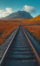 an image of railroad tracks going through the prairie