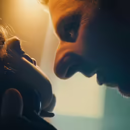 the poster for a film showing a young man kissing a woman