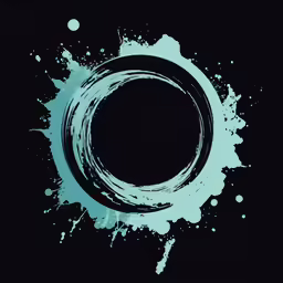 a circle painted with blue and white paint on a black background