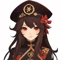 the girl with a red bow is wearing an anime style uniform