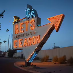 a neon sign that says the best steak is at a restaurant
