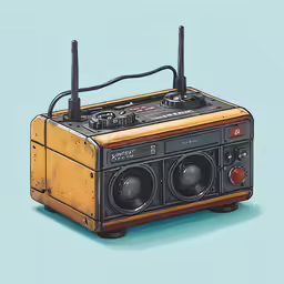 an old radio with two speakers attached to it