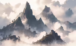 fog rises in the air over an area that is very high