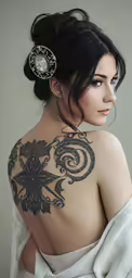 a beautiful woman with tattoo on her back