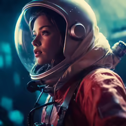 a girl in a space suit and helmet