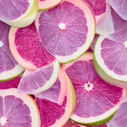 a close up view of many slices of fruit