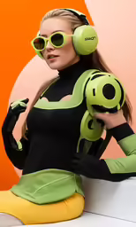woman dressed up as she is holding a gun
