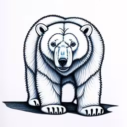 a drawing of a bear sitting on the ground