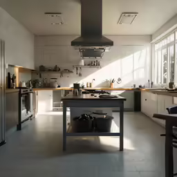 a view of a kitchen with a lot of windows