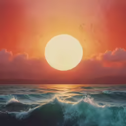 the sun is setting on the horizon over the ocean