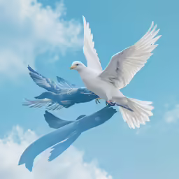 two birds in flight and one is flying with wings