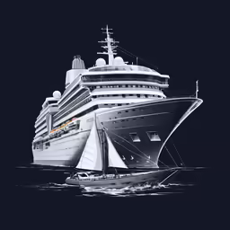 the queen mary cruise ship in a black and white painting