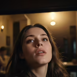 a woman is sitting in front of a mirror
