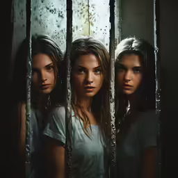 two young women are locked in an old jail