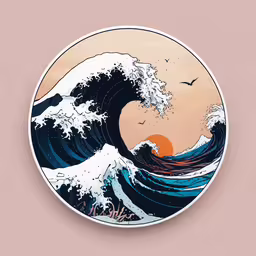 an image of the great wave in ocean,a very pretty plate with a nice wave