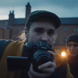 a man holding a camera up to take a photo of himself