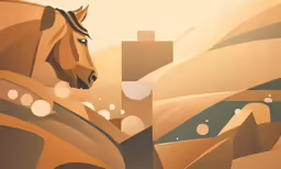 a drawing of a horse in a grassy field