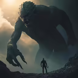 an image of godzilla in the sun