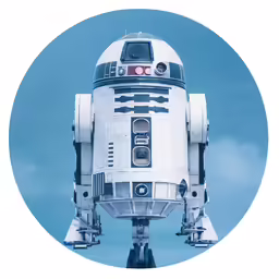 a picture of a star wars character with its head and tail up
