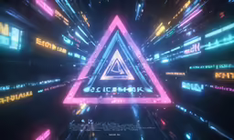 a multi - colored triangle shape in the middle of a graphic