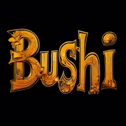 the words bush in gold with black background