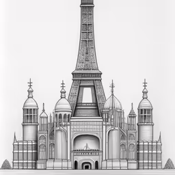 an illustration of a large building with towers