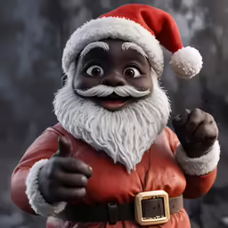 a toy santa clause dressed in red leather for christmas