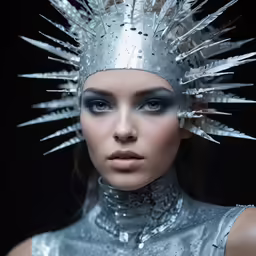 a woman with large spikes on her head
