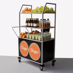 a store selling food on wheels that says shopper