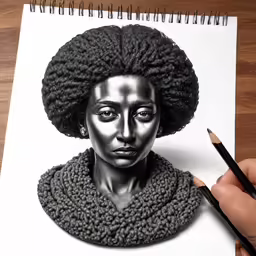 an art work of a woman with black hair
