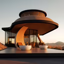 a futuristic structure designed to look like a glass building