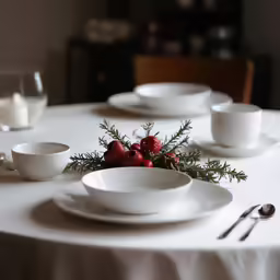 an elegant table setting with plates and saucers