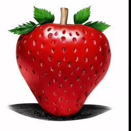 an artistic image of a strawberry with leaves