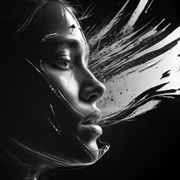 the woman is holding her face against a wall