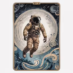 an astronaut in outer space floating by the moon