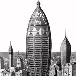 a black and white photo of a large building