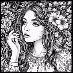 a young girl with long hair is wearing a wreath