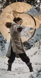 a woman dressed in snow gear in a snowstorm