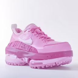 a pink nike air max sneaker sitting on top of a white surface