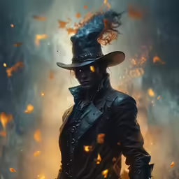 a person in a hat and leather jacket