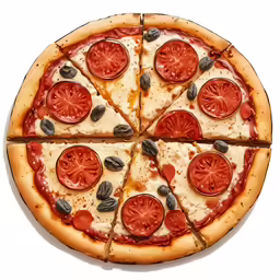 a pizza that has several slices on it