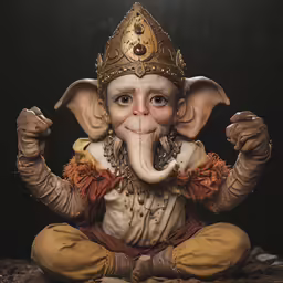 a man in an elephant mask is shown sitting on the floor