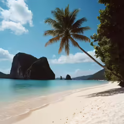 palm trees on the shore of an island