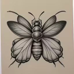 a black and white butterfly sitting on top of a piece of paper,an insect that is drawn in graph